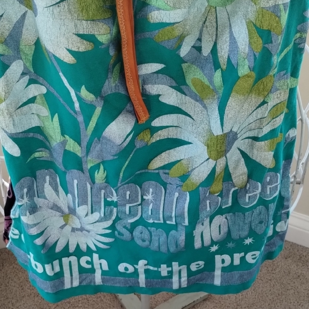 Custo Barcelona Green Floral Tank Top with Orange Accents - Picture 5 of 13